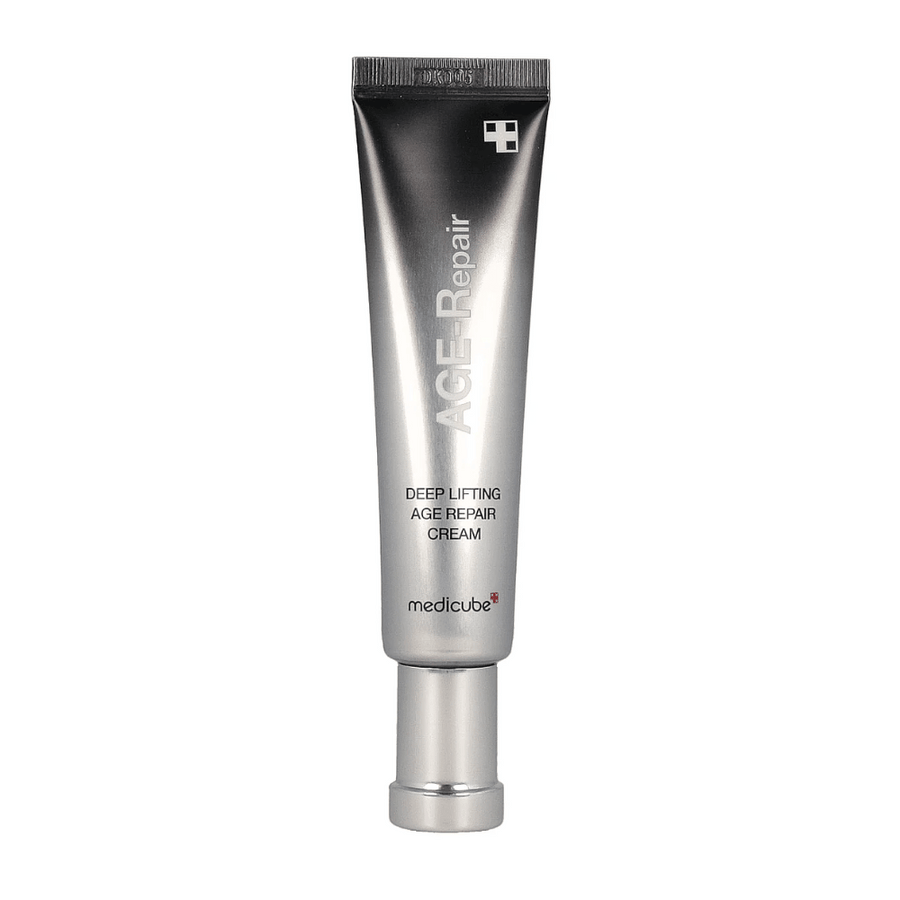 Produktbild av Medicube Deep Lifting Age Repair Cream i silver tub mot vit bakgrund.