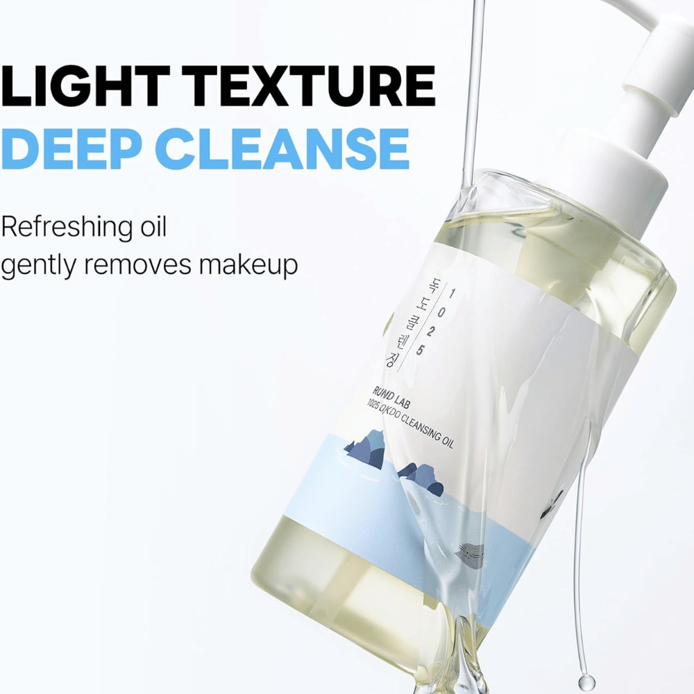 Round Lab Dokdo cleansing oil med lätt formula som återfuktar huden samtidigt som den avlägsnar makeup och smuts
