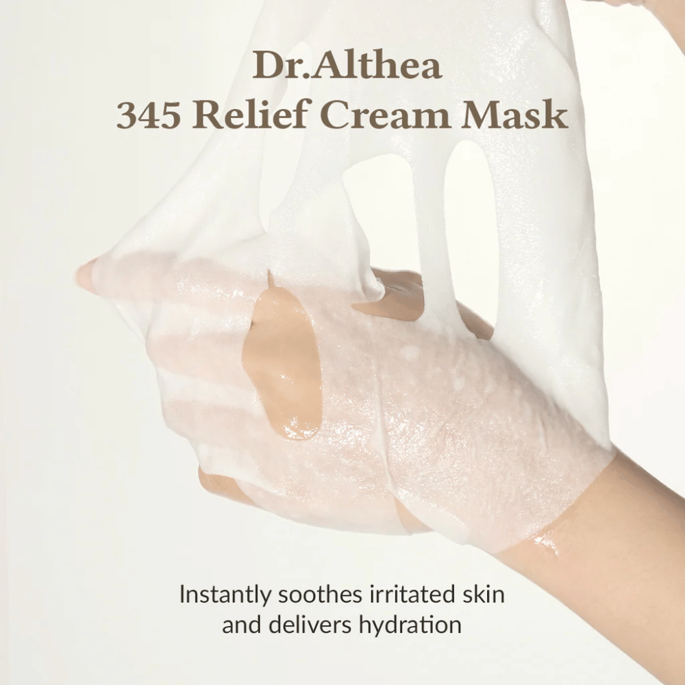 Dr. Althea 345 Relief Cream Mask vegansk cellulose sheet mask med essence för bättre absorption och hudkomfort