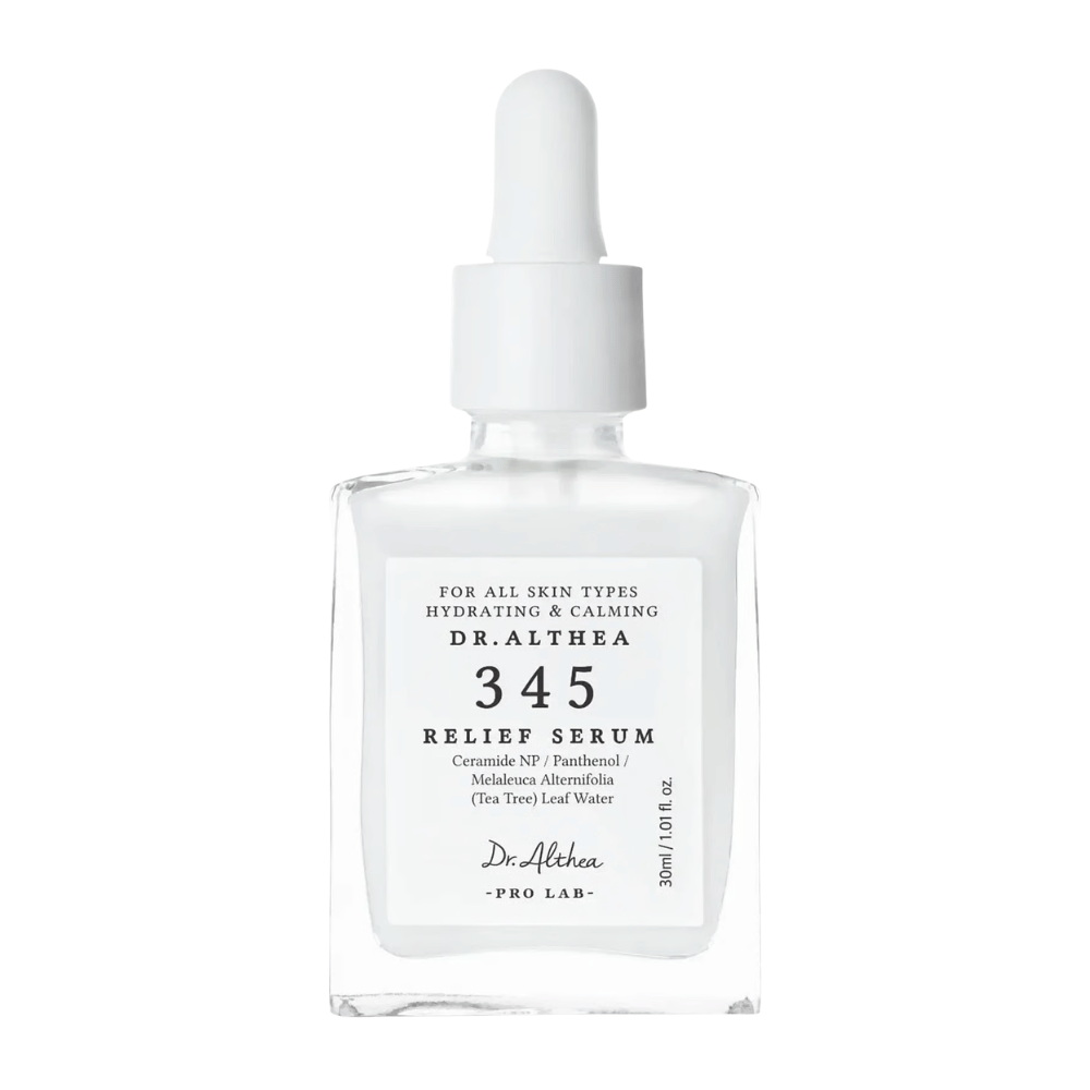 Dr. Althea 345 Relief Serum 30 ml – lugnande ansiktsserum för känslig hud med ceramider, pantenol och återfuktande ingredienser.