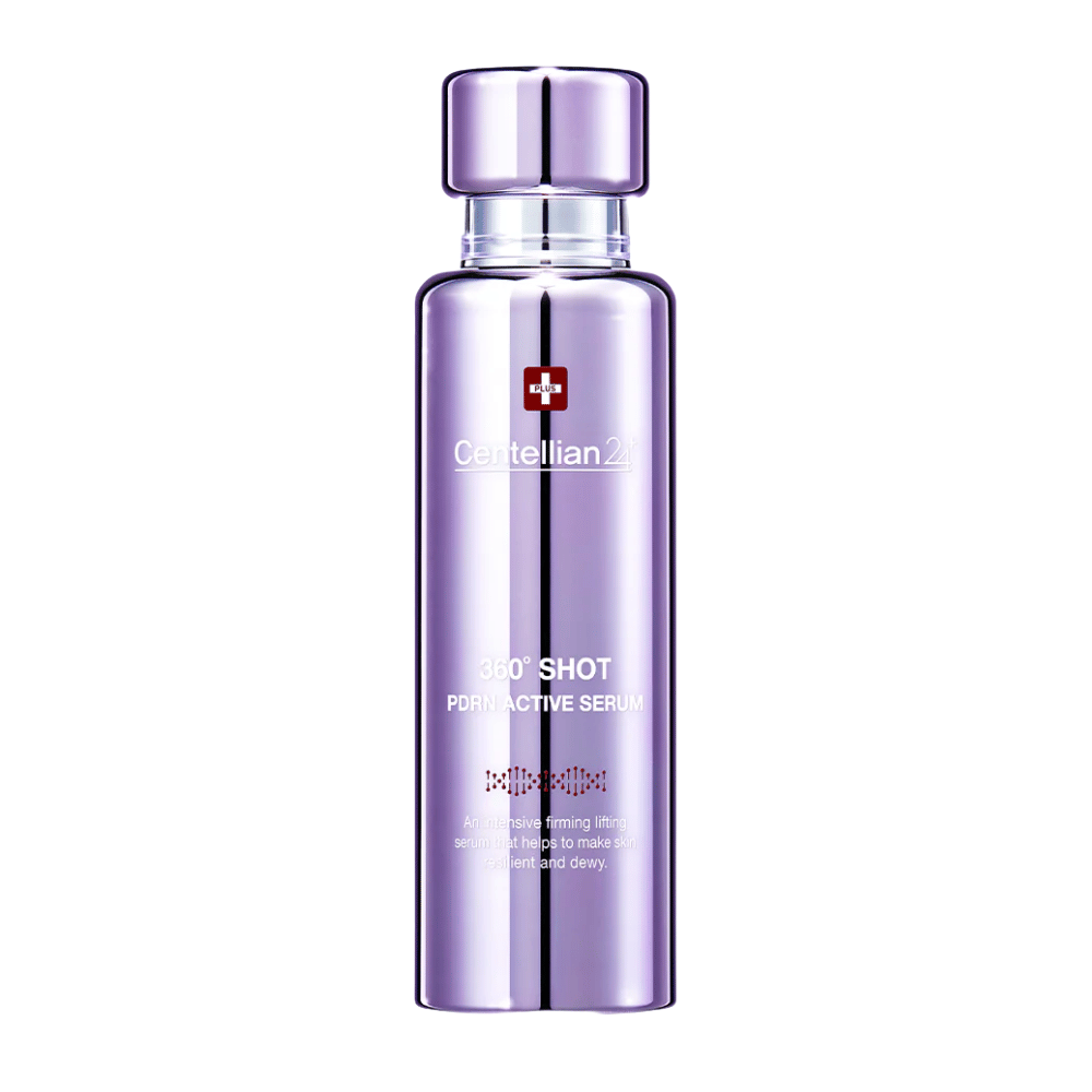 Centellian24 360º Shot PDRN Active Serum – koreanskt PDRN-serum i lila flaska för ökad elasticitet, djup återfuktning och fastare, mer spänstig hud.