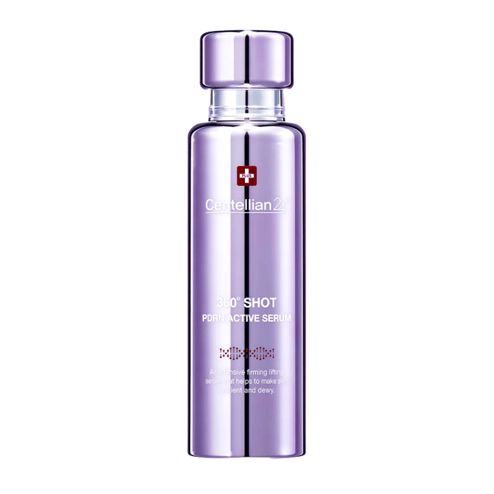 Centellian24 360º Shot PDRN Active Serum – koreanskt PDRN-serum i lila flaska för ökad elasticitet, djup återfuktning och fastare, mer spänstig hud.