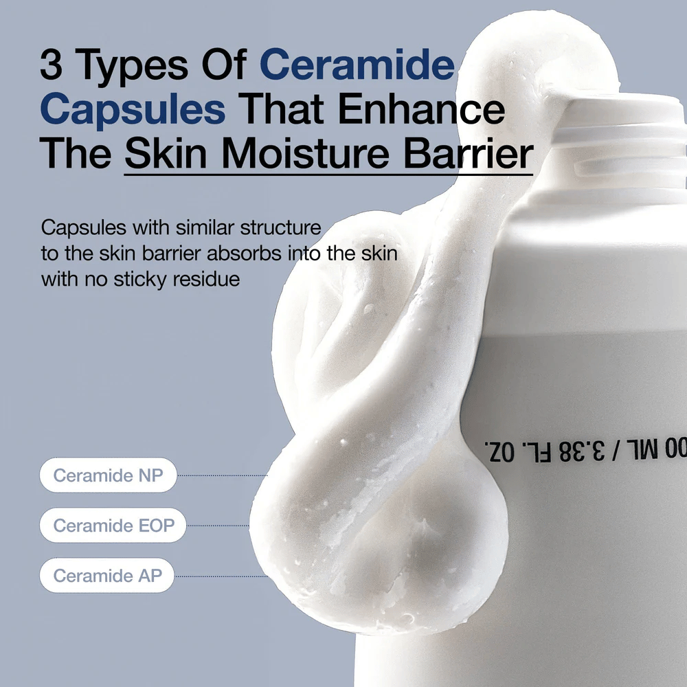 Anua 3 Ceramide Panthenol Cream med tre typer av ceramidkapslar som skyddar hudens fuktbarriär utan klibbighet.