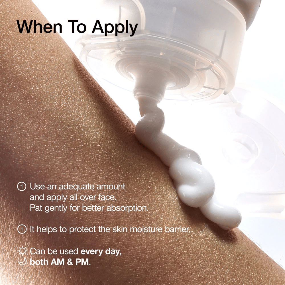 Anua 3 Ceramide Panthenol Cream appliceras på huden – stärker fuktbarriären och kan användas både morgon och kväll.