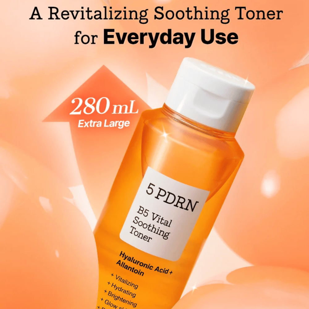 COSRX 5 PDRN B5 Vital Soothing Toner 280 ml extra large lugnande ansiktsvatten med hyaluronsyra och allantoin för daglig användning