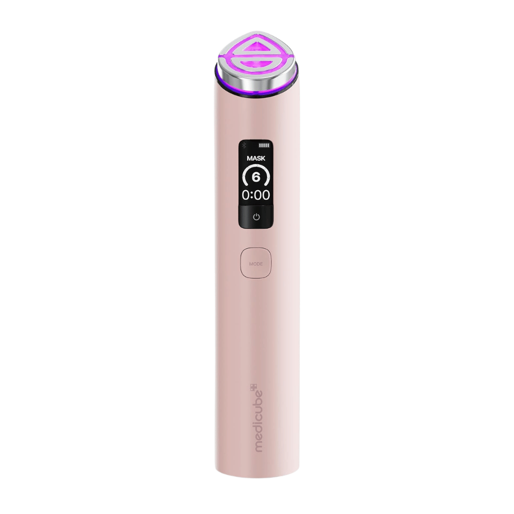medicube AGE-R Booster Pro X2 Pink elektrisk beauty device med Mask Mode för förbättrad hudvårdsabsorption och lyster