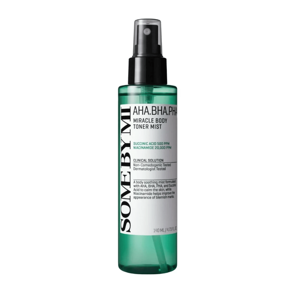 Some By Mi AHA BHA PHA Miracle Body Toner Mist kroppsspray – koreansk exfolierande mist som hjälper till att rengöra porer, reducera finnar och ge en jämnare hud.