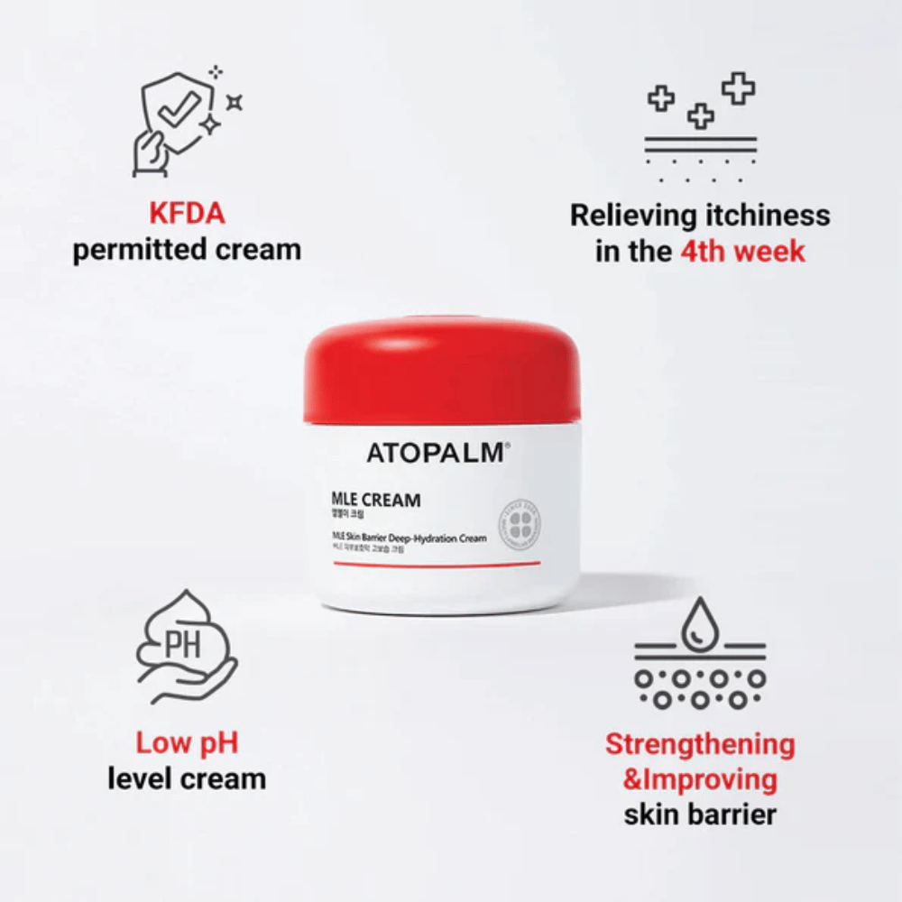 ATOPALM MLE Cream med MLE-teknologi som balanserar fukt, återfuktar på djupet och stärker hudbarriären för mjukare och mer motståndskraftig hud.