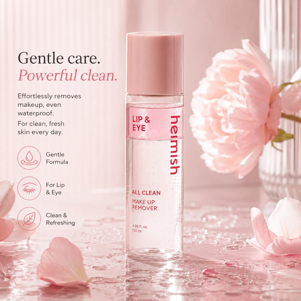 heimish All Clean Makeup Remover för skonsam borttagning av ögon- och läppsmink med tvåfasformula