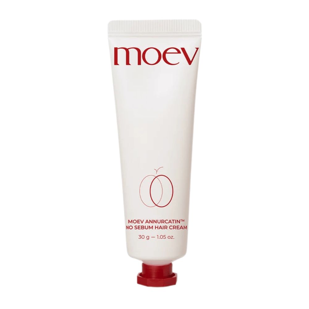 6. MOEV Annurcatin No Sebum Hair Cream 30 g – vit tub med röd text och kork mot fett hår
