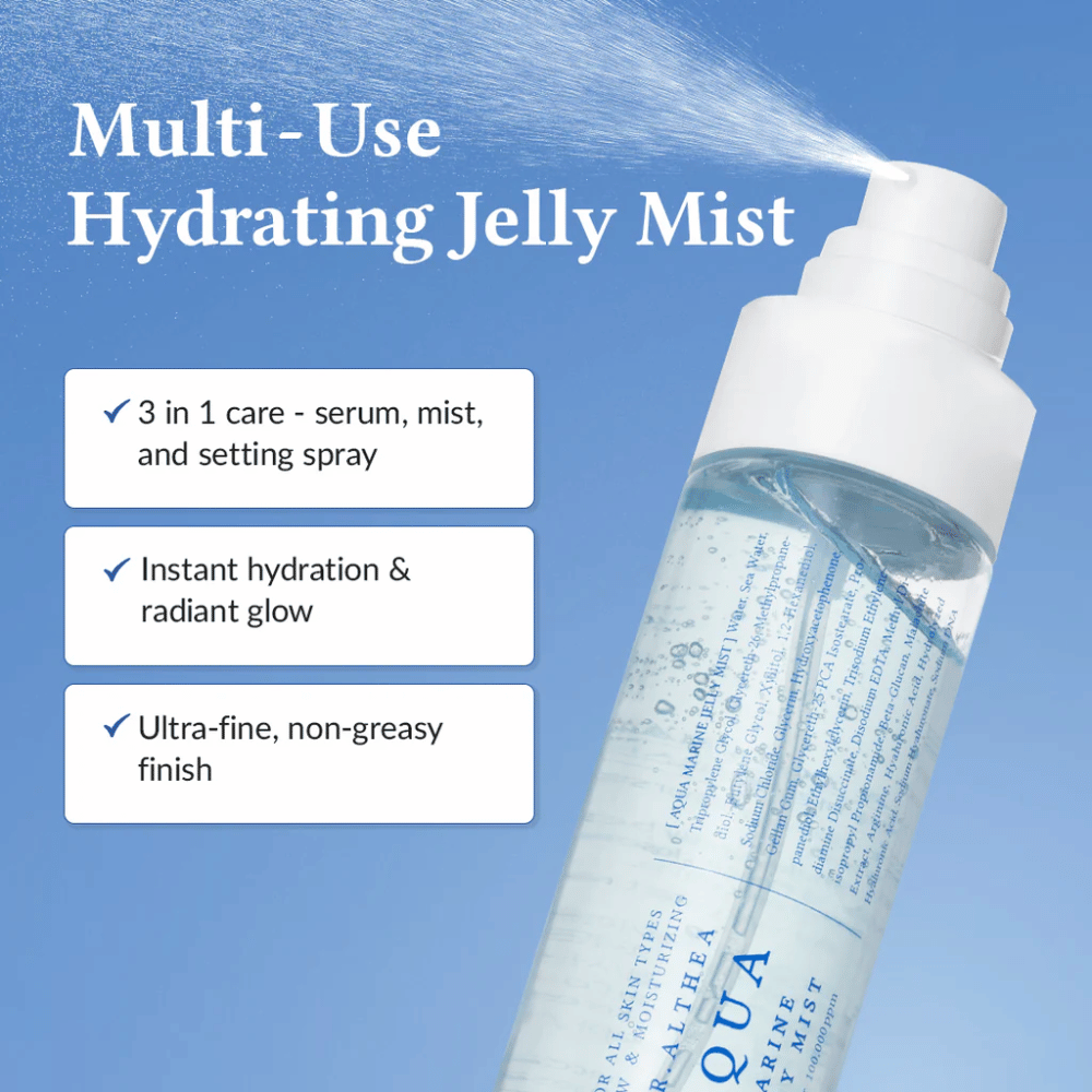 Dr. Althea Aqua Marine Jelly Mist som multifunktionell ansiktsspray för serum, mist och setting spray i ett