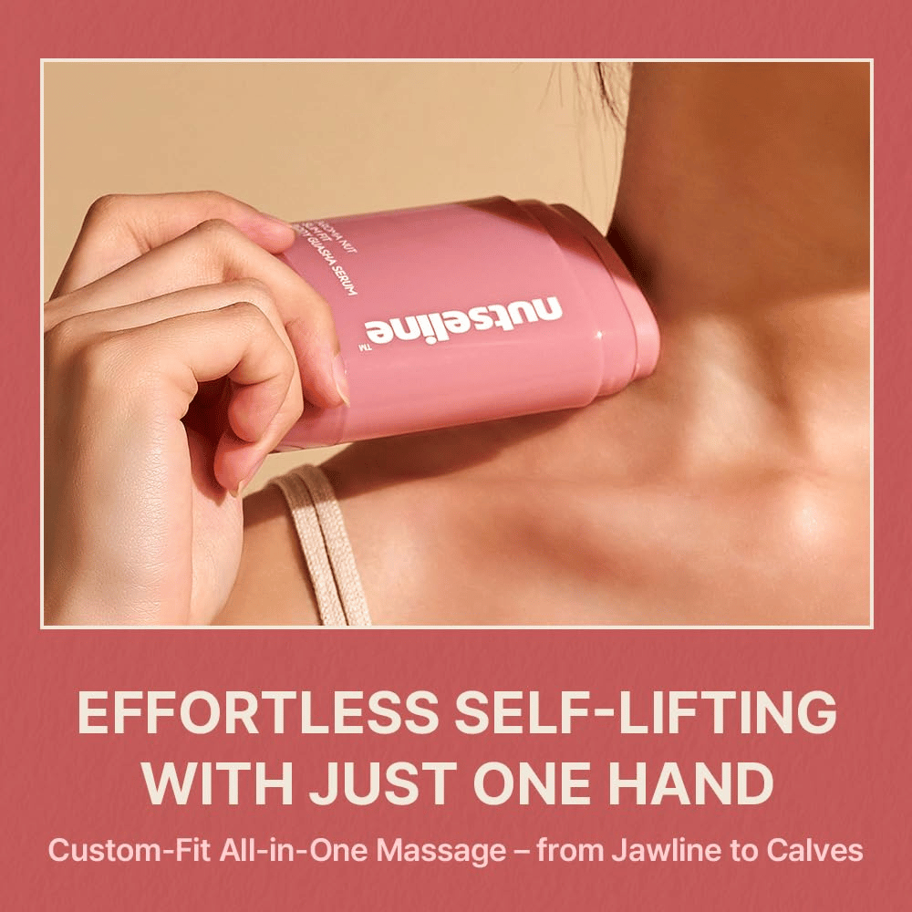 Produktbild där serumet används direkt mot huden för massage och kroppsvård med fokus på enkel applicering och ergonomisk design.