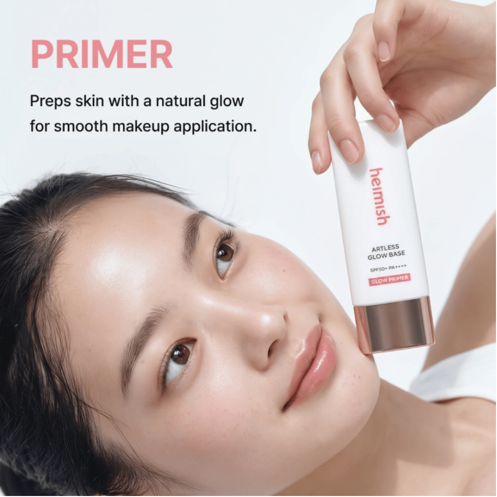 Heimish Artless Glow Base SPF50+ PA++++ används som primer före makeup för en jämn bas med naturlig lyster.