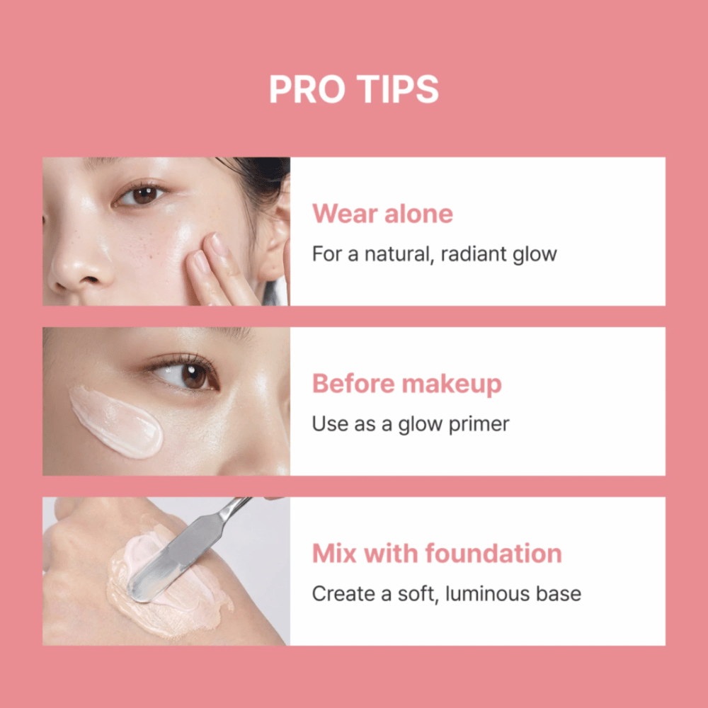 Heimish Artless Glow Base – tre sätt att använda glow primer: ensam, före makeup eller blandad med foundation för extra lyster.