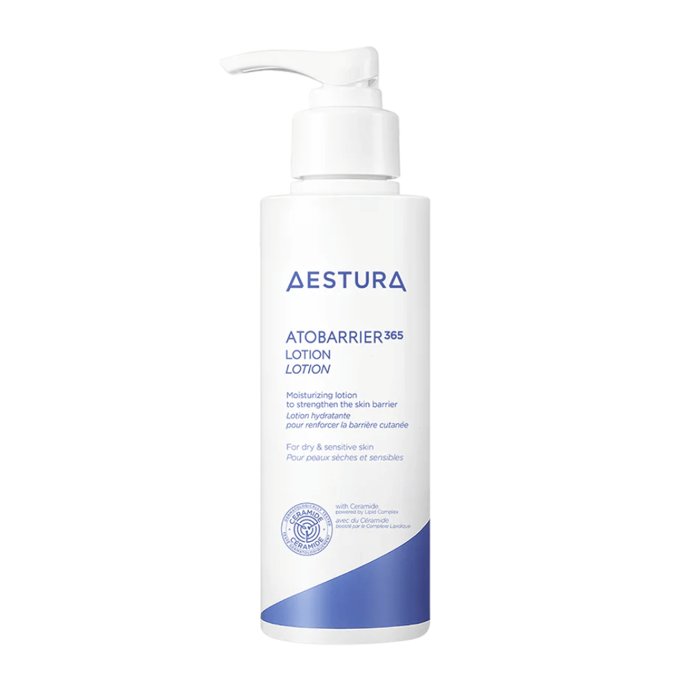 Produktbild av AESTURA Atobarrier 365 Lotion – återfuktande lotion för torr och känslig hud med ceramid och niacinamid.