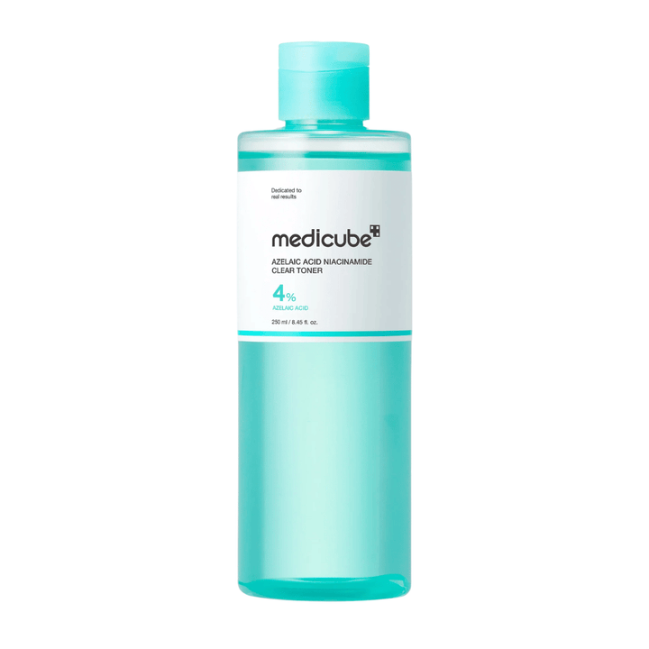 Medicube Azelaic Acid Niacinamide Clear Toner 250 ml med 4% azelainsyra, utvecklad för att balansera huden, minska överskottsolja och ge en jämnare hudton.