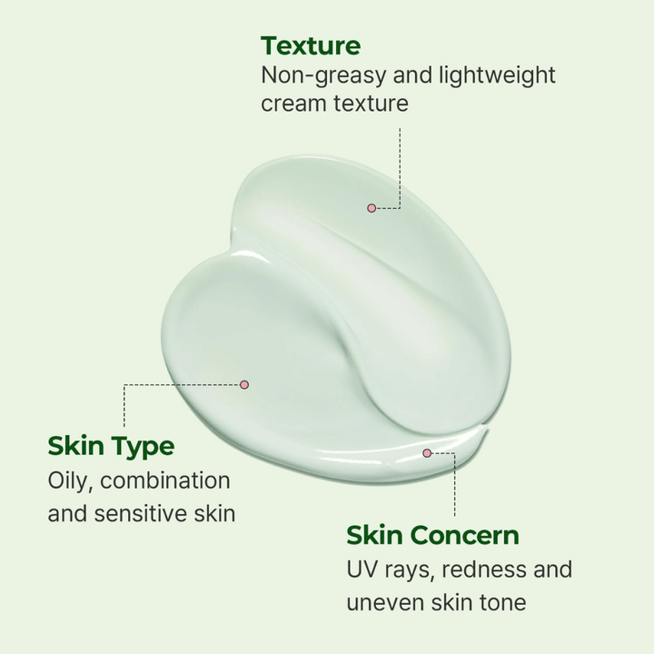 Närbild på Torriden Balanceful Tone Up Sun Creams ljusgröna krämtextur som är lätt, återfuktande och anpassad för fet, kombinerad och känslig hud.