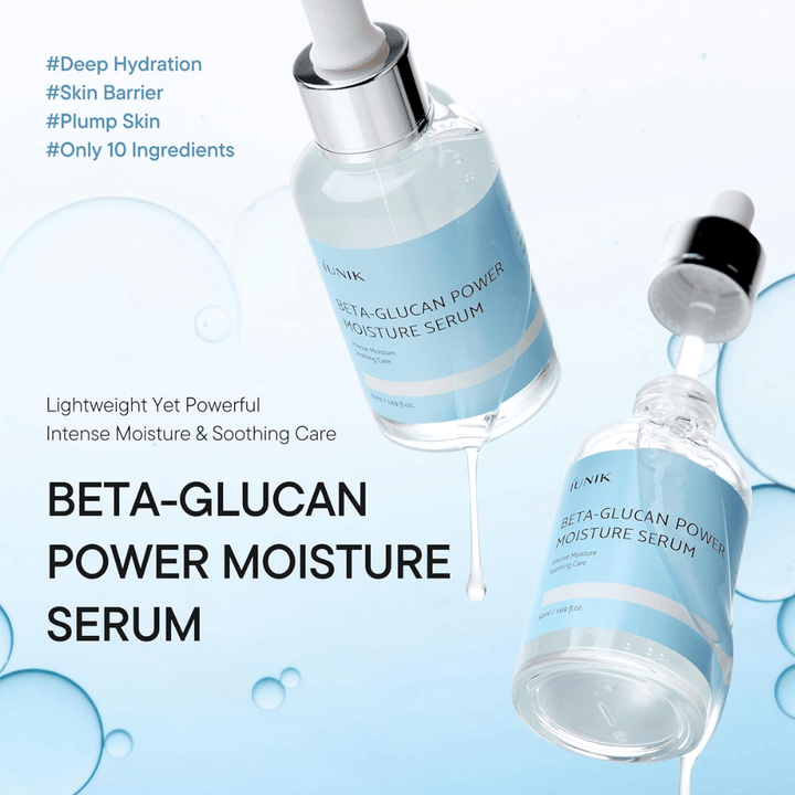 iUNIK Beta-Glucan Power Moisture Serum – koreanskt ansiktsserum för djup återfuktning och lugnande hudvård