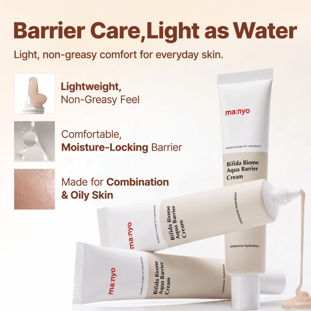 3. Ma:nyo Bifida Biome Aqua Barrier Cream – återfuktande barriärkräm med lätt konsistens för fet och kombinerad hud
