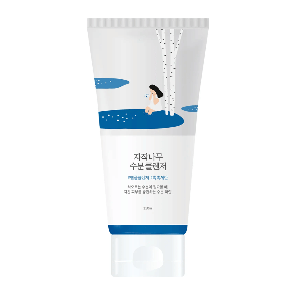 ROUND LAB Birch Juice Moisturizing Cleanser 150 ml i tub, mild och återfuktande ansiktsrengöring med björksav som rengör skonsamt utan att torka ut huden och passar alla hudtyper, även känslig hy.