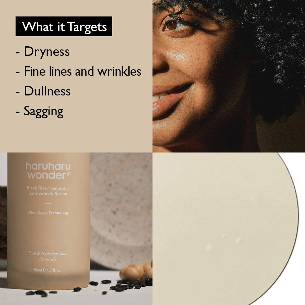 Haruharu Wonder Black Rice Hyaluronic Anti-Wrinkle Serum för torrhet, fina linjer och förlorad elasticitet