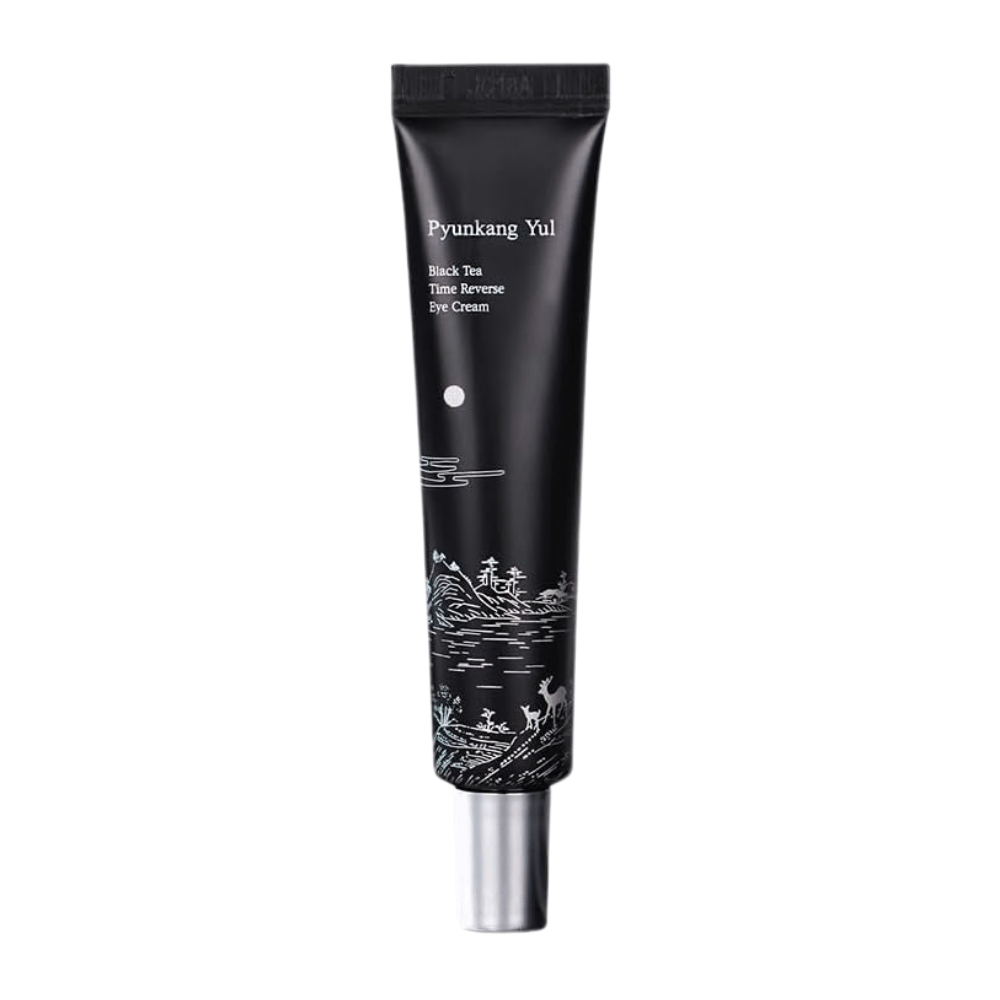 Pyunkang Yul Black Tea Time Reverse Eye Cream 25 ml i svart tub med fermenterat svart te, peptider och återfuktande ingredienser för ögonområdet.
