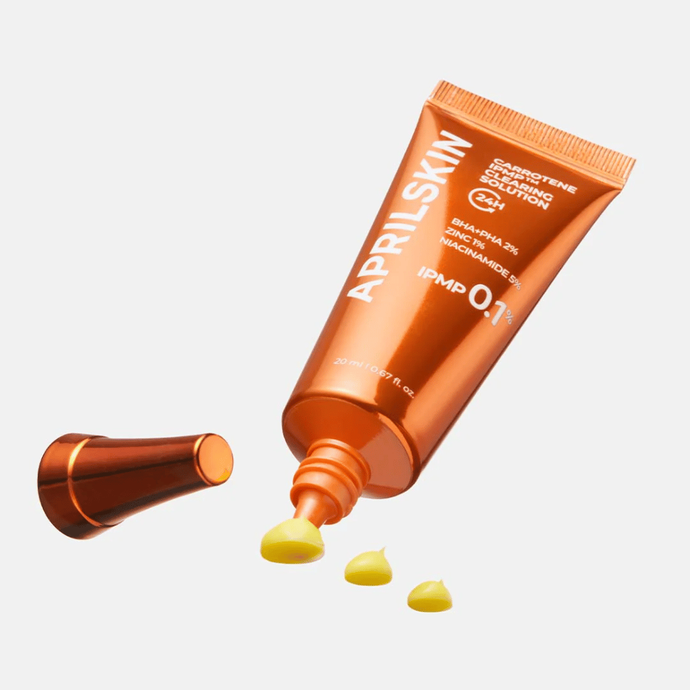 APRILSKIN Carrotene IPMP Clearing Solution punktbehandling mot finnar och oren hud, koncentrerad formula med IPMP 0.1 % och exfolierande syror