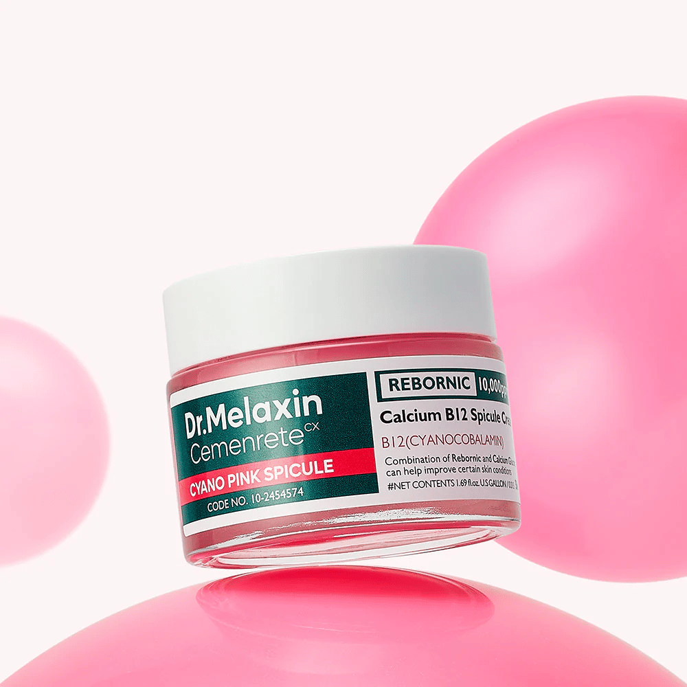 Dr. Melaxin Cemenrete Cyano Pink Spicule Cream med cyanokobalamin och spicules som hjälper huden att förnyas och få jämnare hudton.