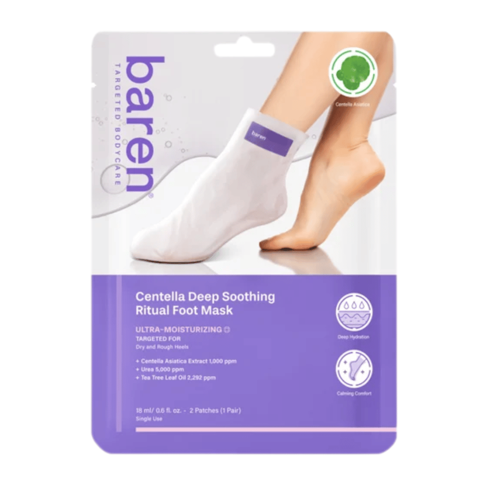 9. Baren Centella Deep Soothing Ritual Foot Mask 18 ml – återfuktande fotmask med centella asiatica och urea för torra och sträva fötter