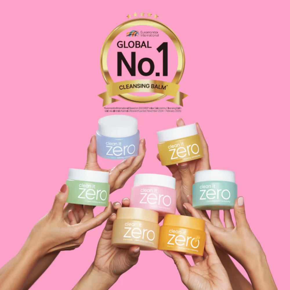 Clean It Zero Cleansing Balm-kollektionen från BANILA CO med flera varianter, prisbelönt global No.1 cleansing balm som erbjuder skonsam men effektiv rengöring för olika hudtyper.
