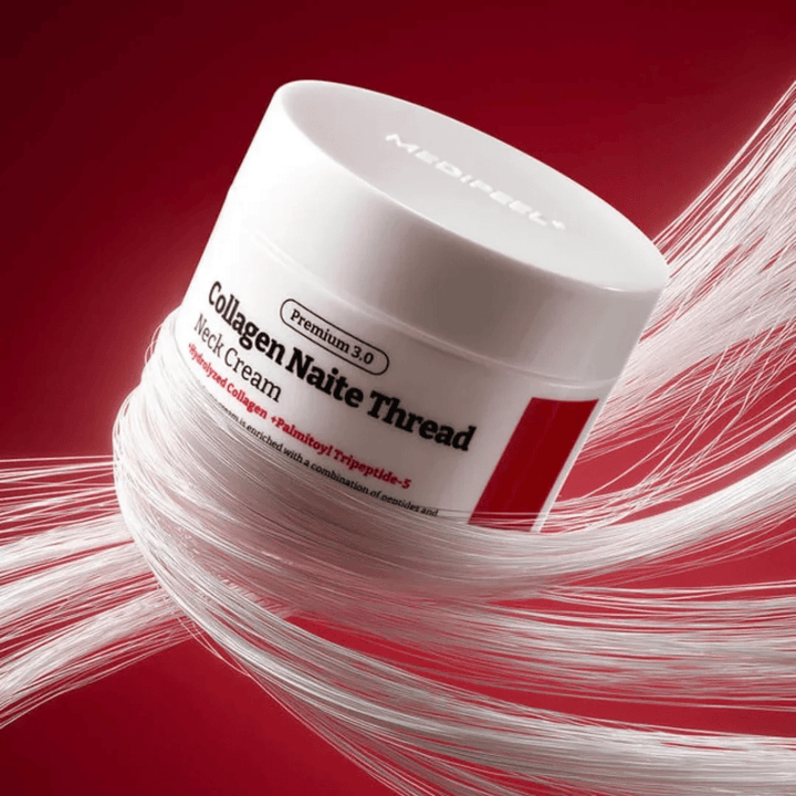 MEDIPEEL Collagen Naite Thread Neck Cream Premium 3.0 – uppstramande halskräm med hydrolyserat kollagen och peptider som förbättrar hudens elasticitet och minskar synliga linjer på hals och dekolletage.