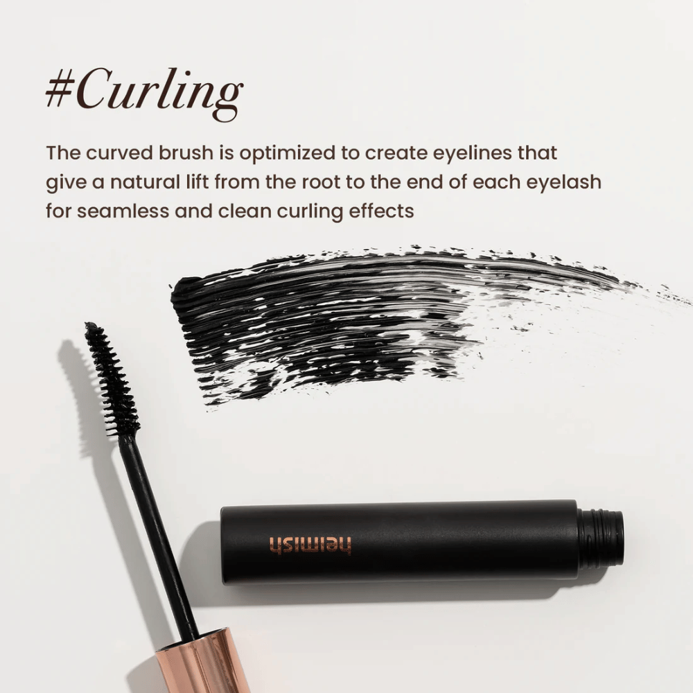 Heimish Dailism Smudge Stop Mascara Curling med böjd borste som lyfter och formar fransarna för ett naturligt men hållbart curl-resultat.