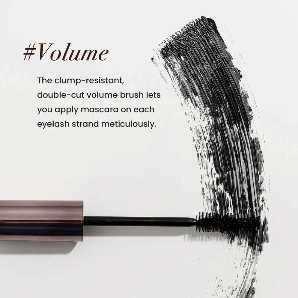 Heimish Dailism Smudge Stop Mascara Volume med volymborste som separerar fransarna och bygger fyllig volym utan klumpar.