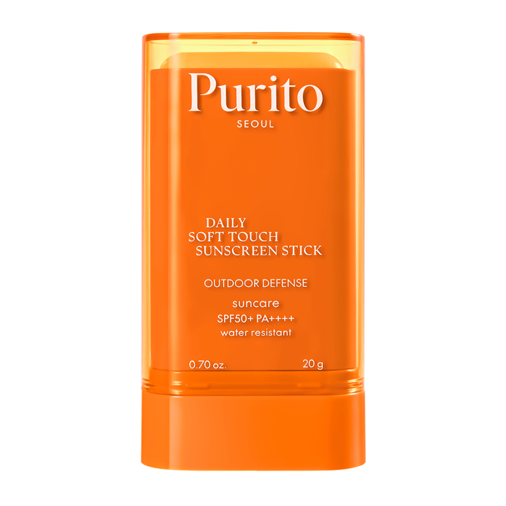 Purito Daily Soft Touch Sunscreen Stick – solskydd i smidig stiftform med SPF50+ PA++++. Vattenresistent, silkeslen finish och perfekt för både ansikte och kropp. Passar även känslig hud.