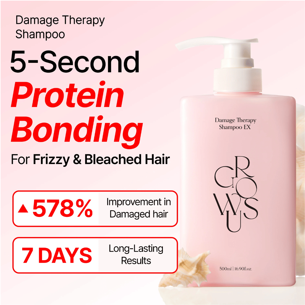 GROWUS Damage Therapy Shampoo EX med protein bonding för skadat, blekt och frissigt hår