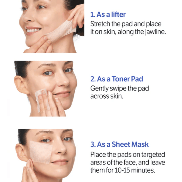 Sungboon Editor Deep Collagen Retinol Pads som används som sheet mask för att återfukta, jämna ut hudton och reducera fina linjer