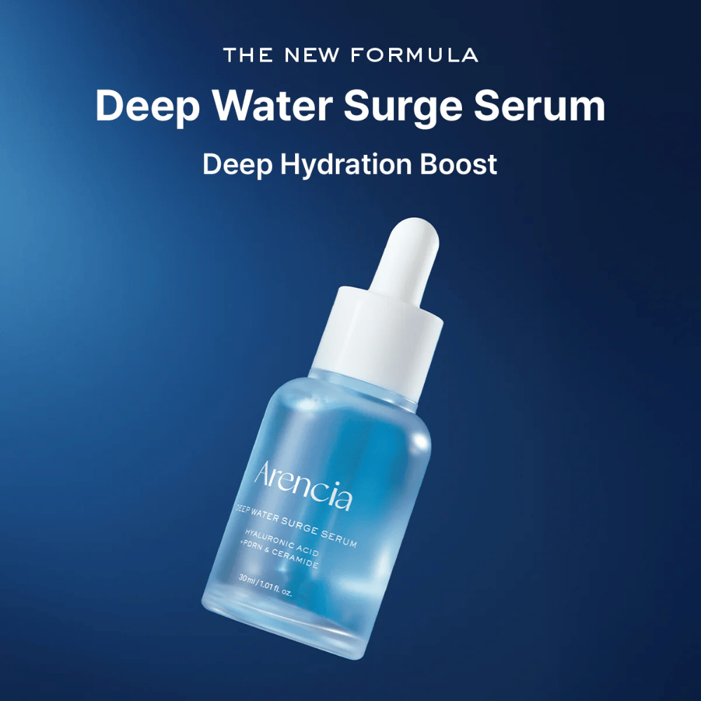 Arencia Deep Water Surge Serum – koreanskt fuktserum med hyaluronsyra, PDRN och ceramider som ger djup återfuktning, lugnar huden och stärker hudens barriär.