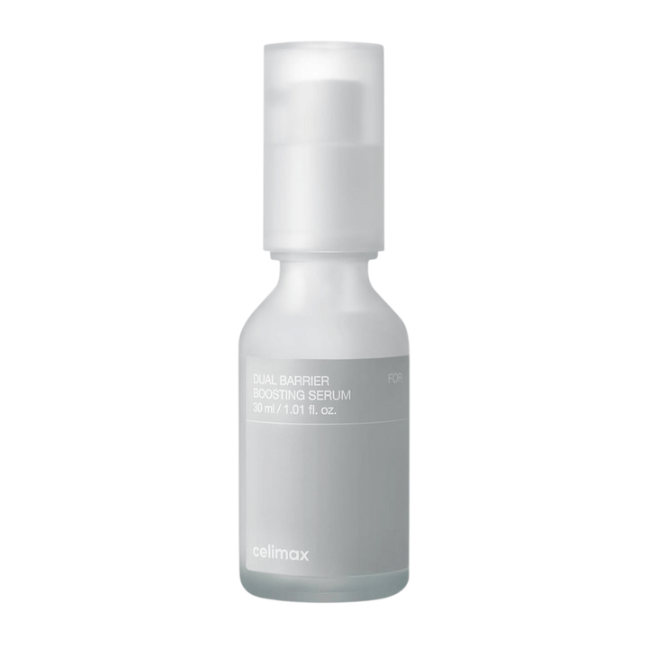 Celimax Dual Barrier Boosting Serum produktbild på vit bakgrund, koreanskt serum för känslig och torr hud.