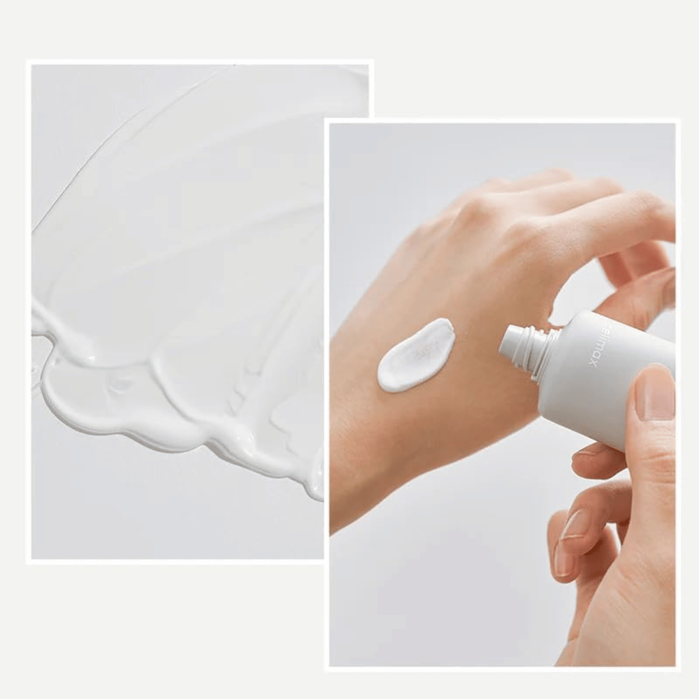 Celimax Dual Barrier Watery Sun Cream SPF50+ PA++++ med lätt, återfuktande konsistens som absorberas snabbt utan vit hinna eller kladd.