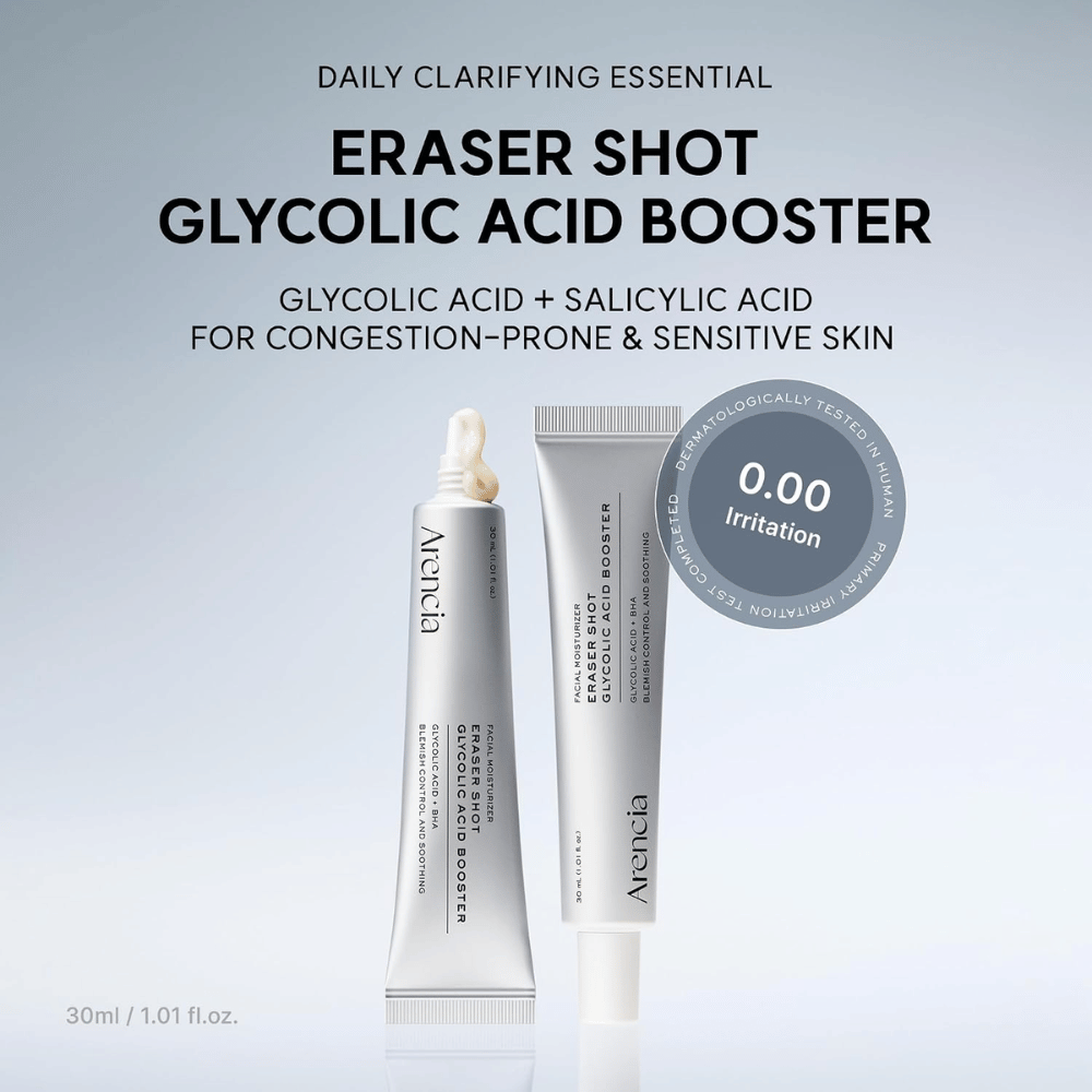 Arencia Eraser Shot Glycolic Acid Booster 30 ml – med glykolsyra och salicylsyra för tilltäppta porer och känslig hud