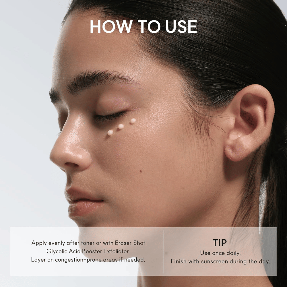 Arencia Eraser Shot Glycolic Acid Booster – applicering av exfolierande ansiktskräm med glykolsyra
