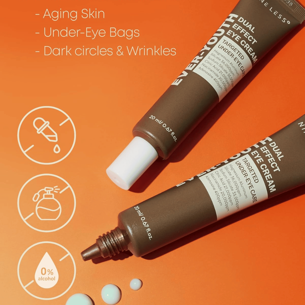 NINE LESS Ever-Youth Dual Effect Eye Cream – ögonkräm för mogen hud, mörka ringar, fina linjer och påsar under ögonen