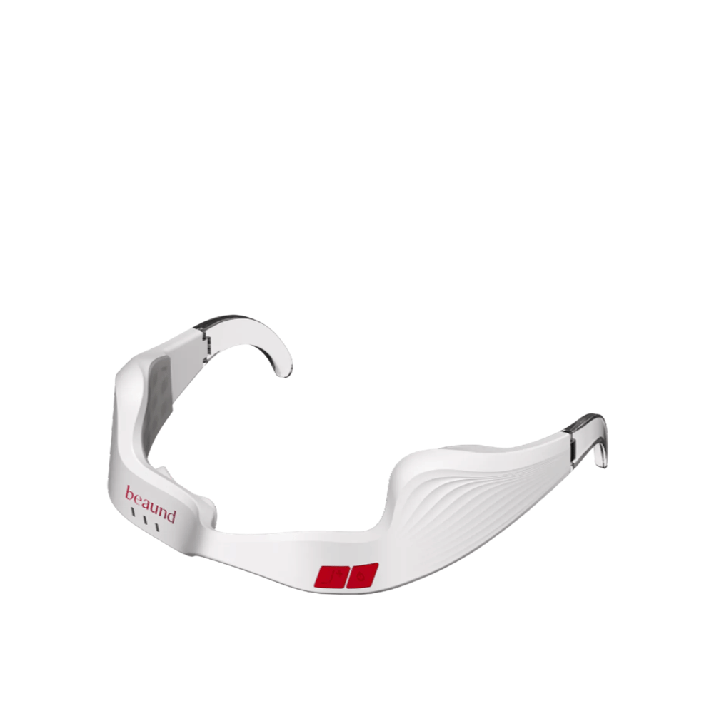 Frilagd produktbild av Beaund Eye Rejuv i minimalistisk vit design med transparenta detaljer och intuitiva kontrollknappar.