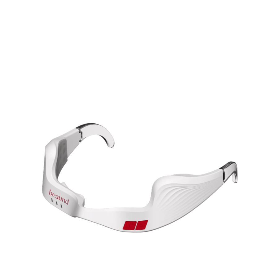 Frilagd produktbild av Beaund Eye Rejuv i minimalistisk vit design med transparenta detaljer och intuitiva kontrollknappar.