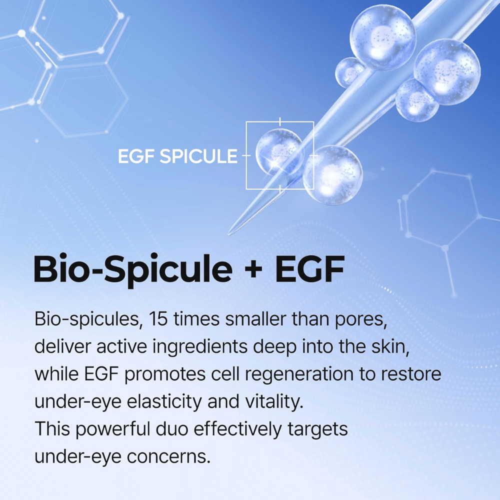 Eyephalt Eyebag Cream med EGF och spicule-teknologi som stimulerar cellförnyelse och minskar mörka ringar samt slapp hud under ögonen