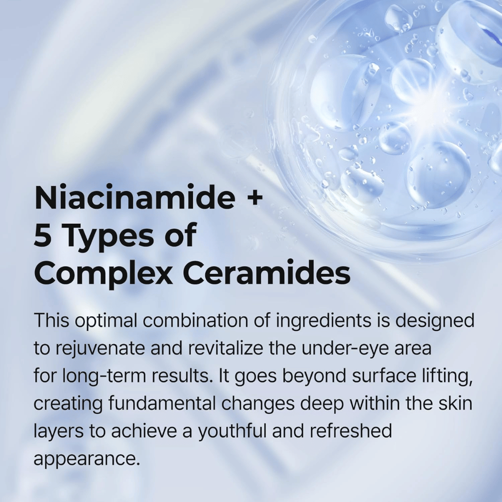 Ögonkräm med niacinamid och ceramider som stärker hudbarriären, återfuktar på djupet och ger fastare samt jämnare hud runt ögonområdet