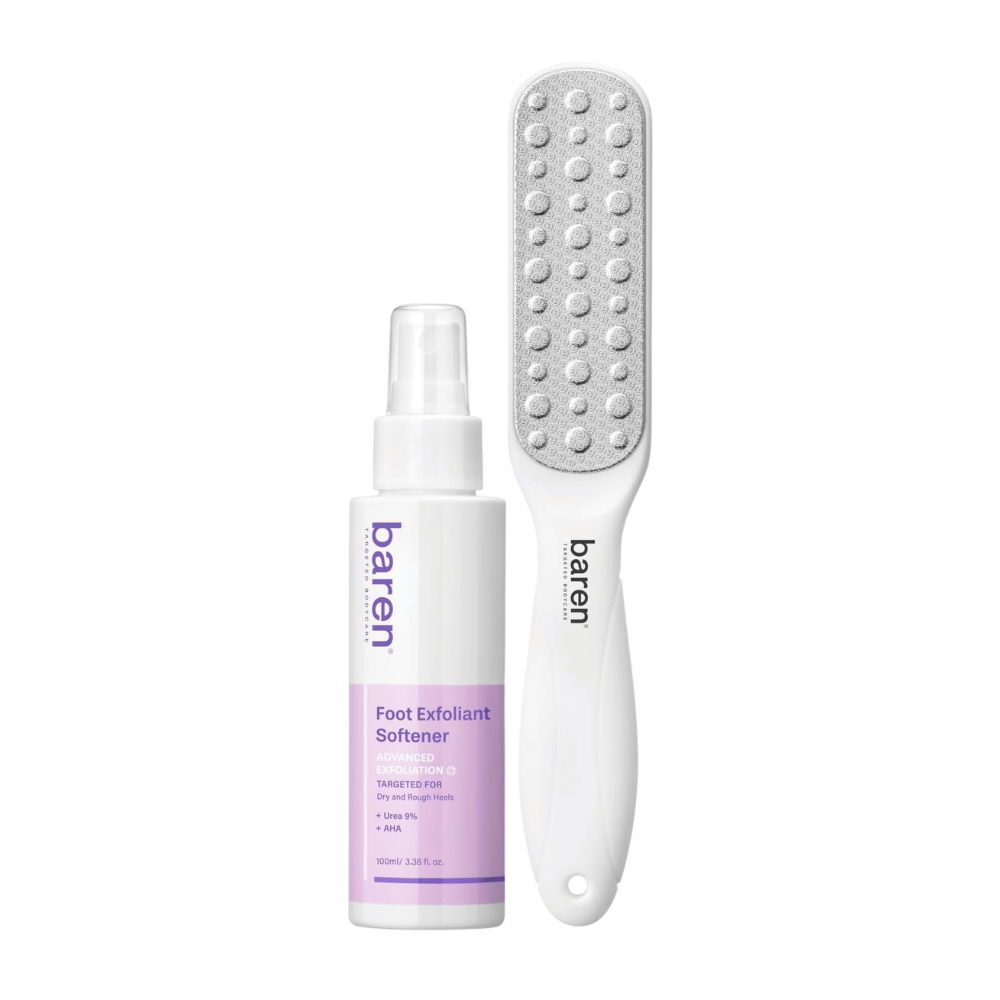 BAREN Foot Callus Eraser Home Set – Foot Exfoliant Softener och dubbelsidig fotfil för torra fötter och förhårdnader