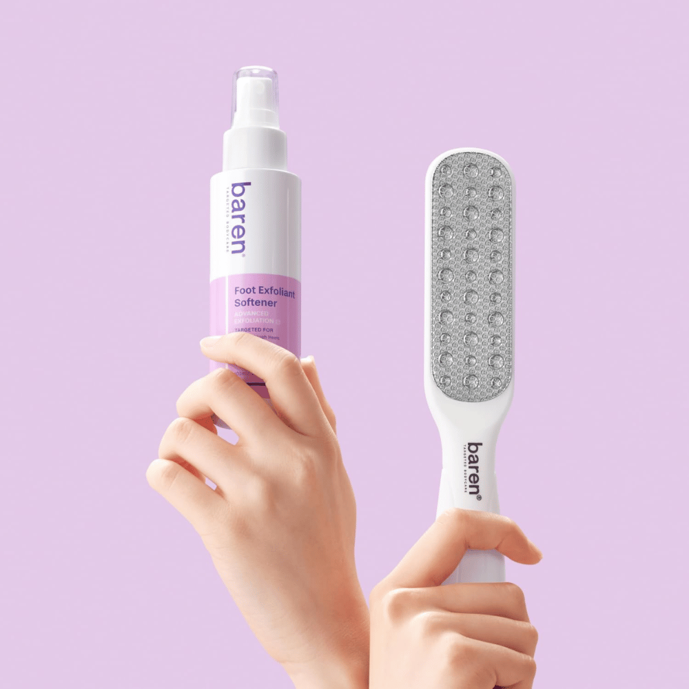 BAREN Foot Callus Eraser Home Set – fotvårdskit med exfolierande Foot Exfoliant Softener och fotfil för förhårdnader