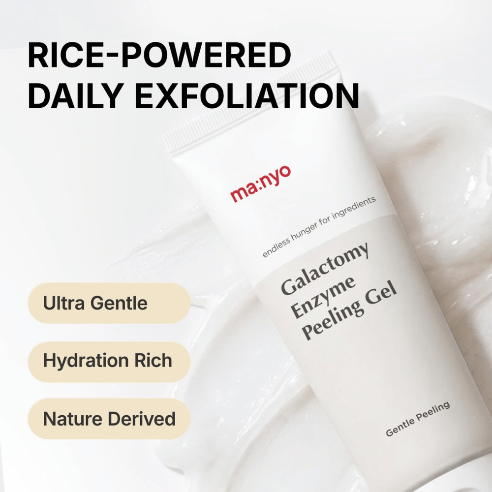 ma:nyo Galactomy Enzyme Peeling Gel, mild peeling med risbaserade ingredienser och återfuktande geltextur.