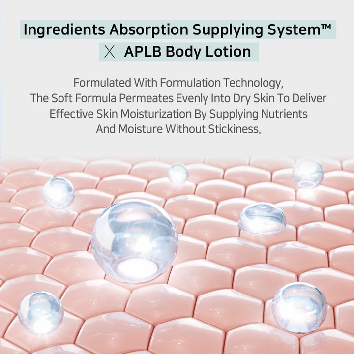 APLB body lotion med Ingredients Absorption Supplying System som tränger in i huden och ger intensiv återfuktning utan klibbig känsla